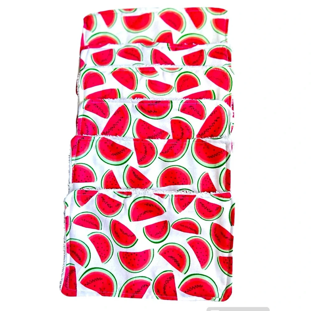 Hand Crafted Eco Friendly Pink Watermelon Six Reusable Cotton UnPaper Towels